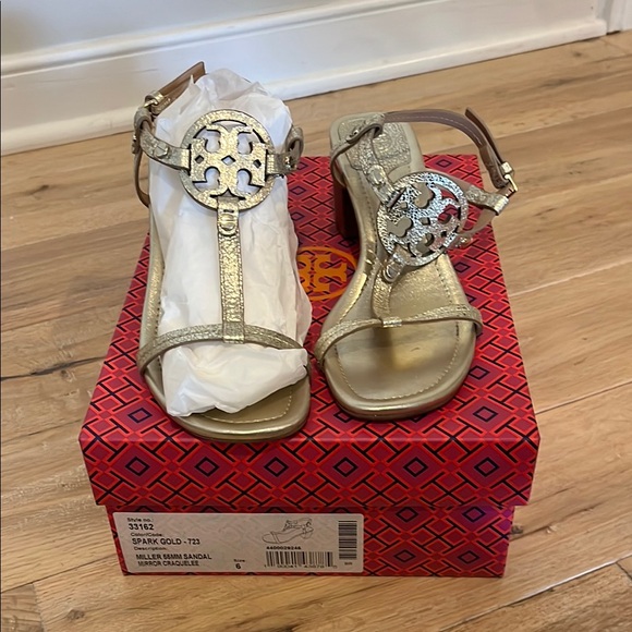 Tory Burch Spark Gold Miller Sandal - Picture 1 of 6